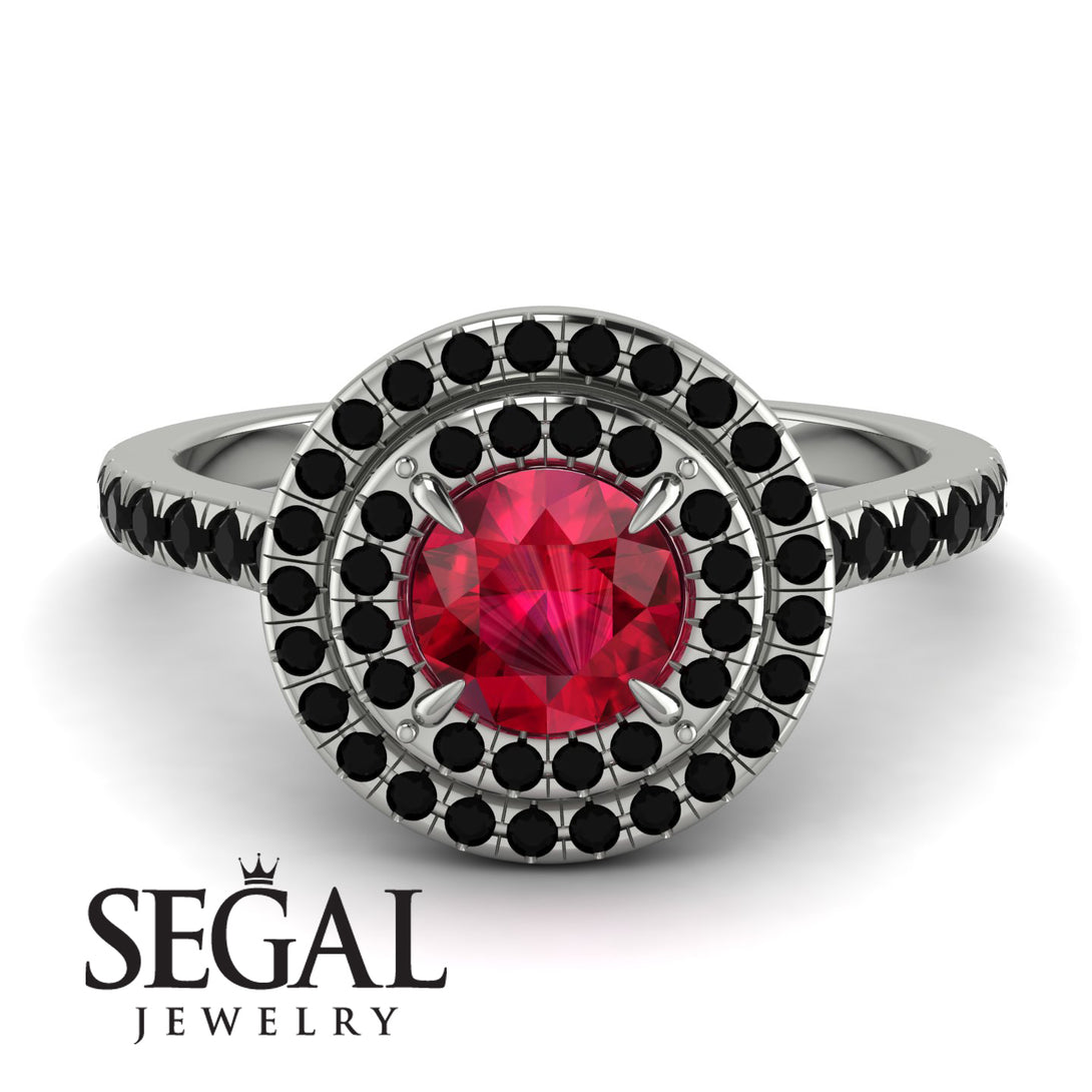Double Halo Ruby Ring - Zoey No. 42
