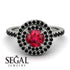 Double Halo Ruby Ring - Zoey No. 42