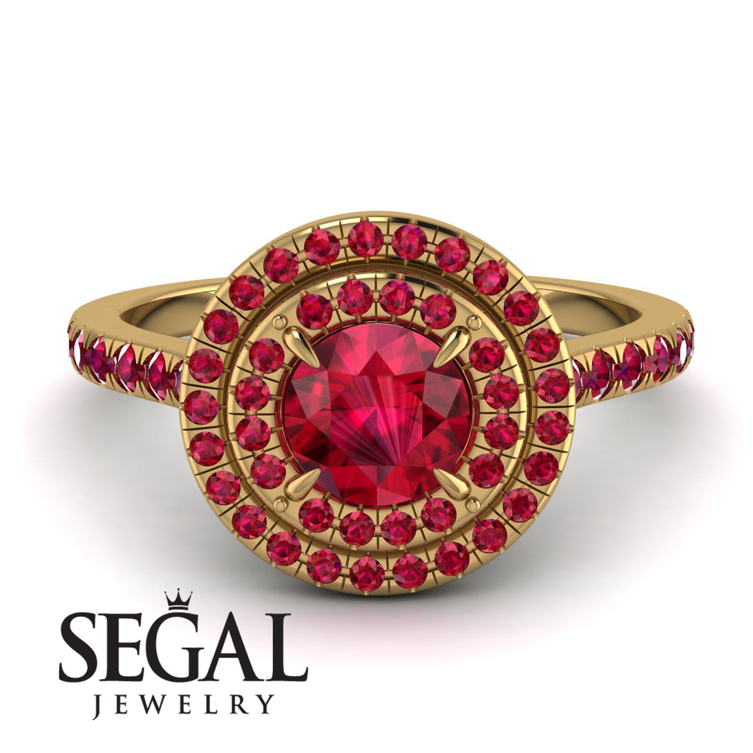 Double Halo Ruby Ring - Zoey No. 55