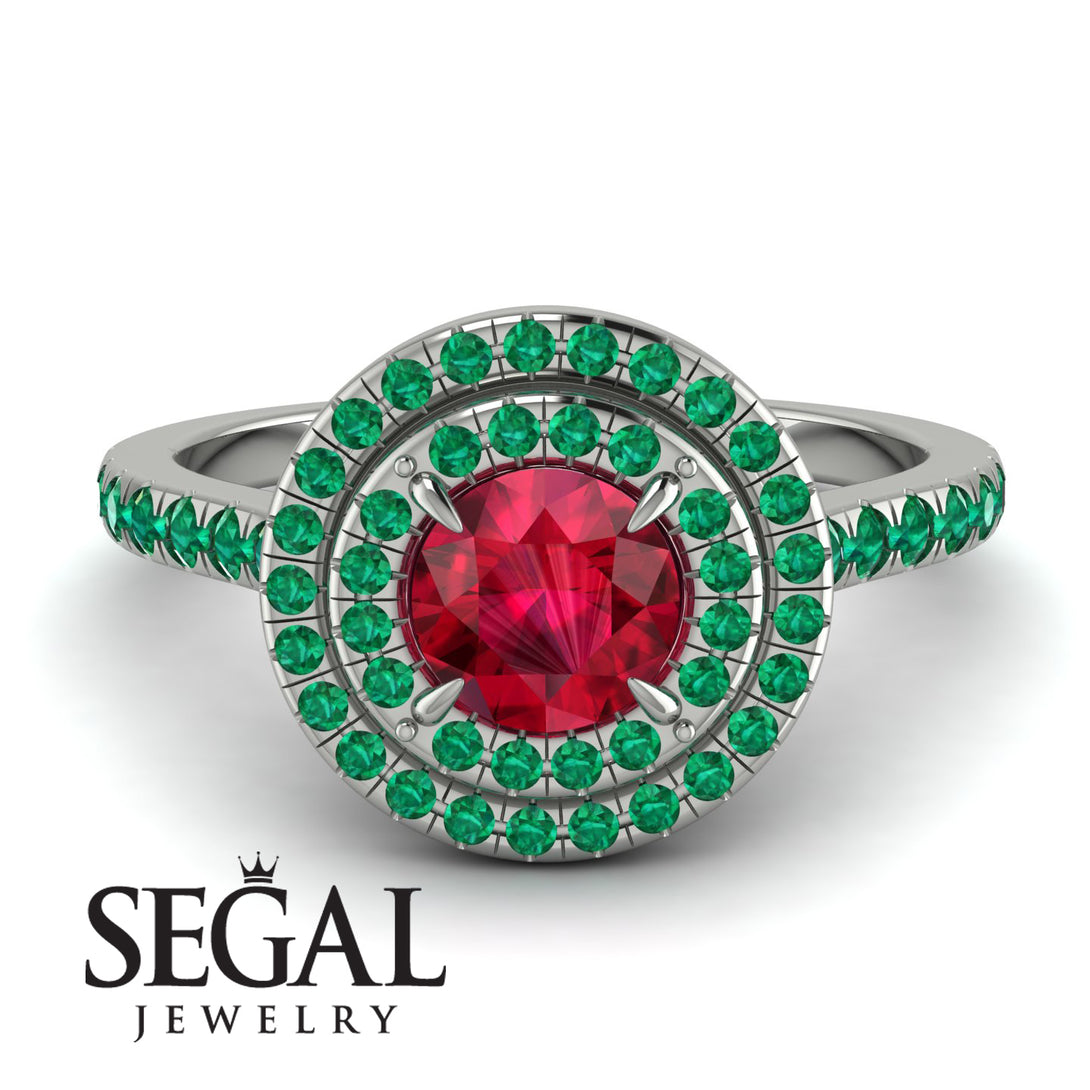 Double Halo Ruby Ring - Zoey No. 27