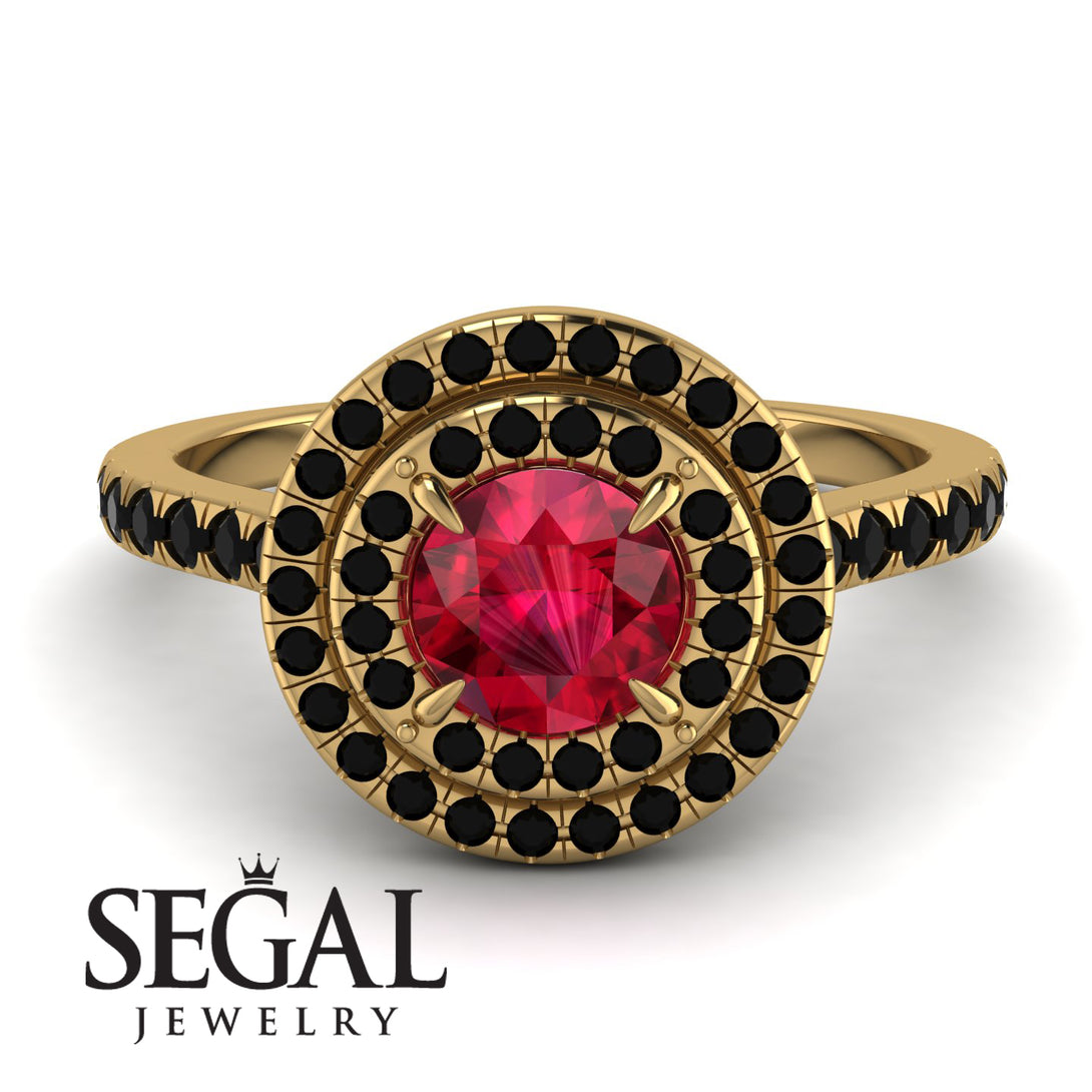 Double Halo Ruby Ring - Zoey No. 40