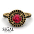 Double Halo Ruby Ring - Zoey No. 40