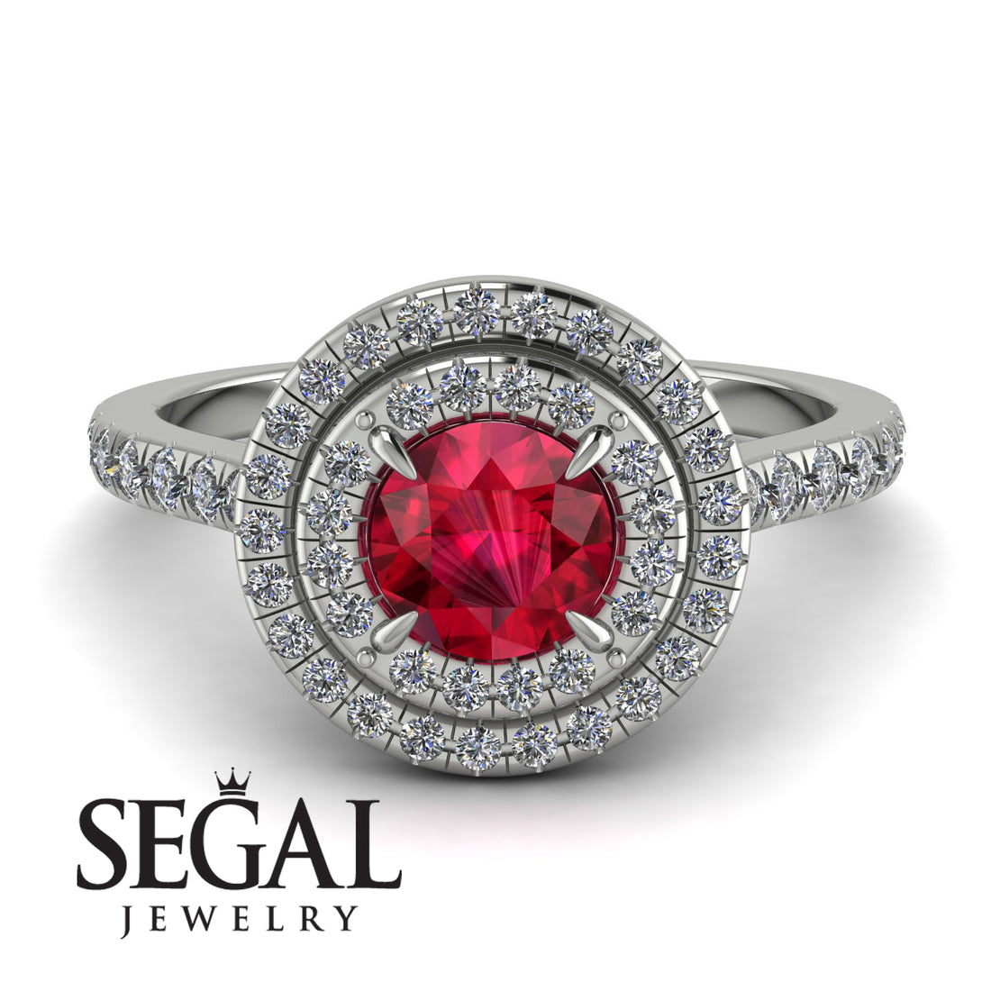Double Halo Ruby Ring - Zoey No. 12
