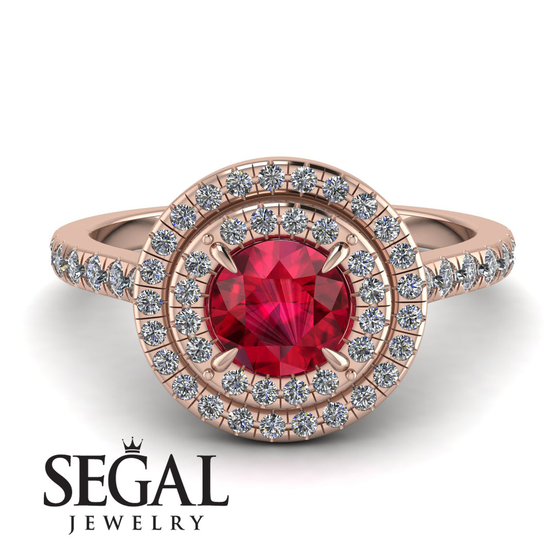 Double Halo Ruby Ring - Zoey No. 11
