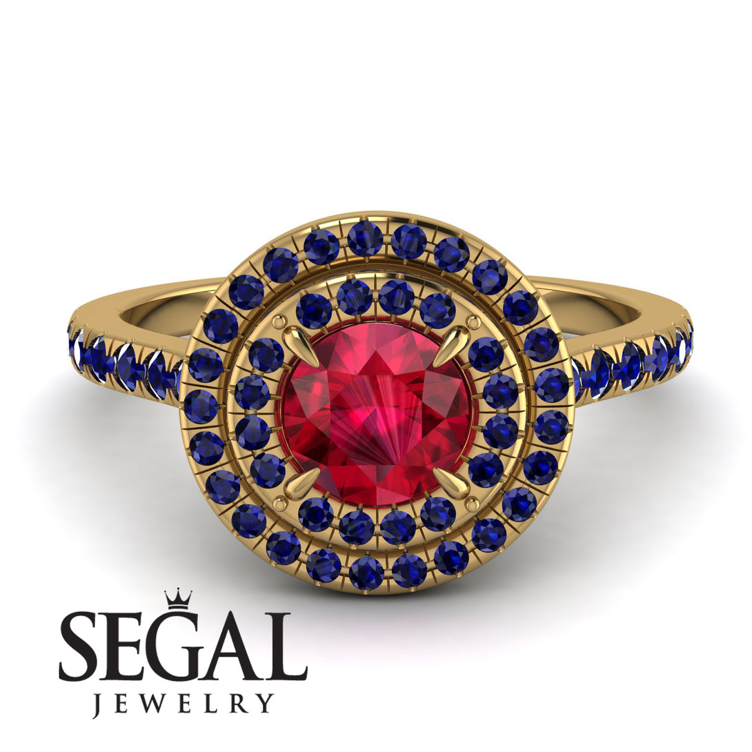 Double Halo Ruby Ring - Zoey No. 70