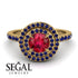 Double Halo Ruby Ring - Zoey No. 70