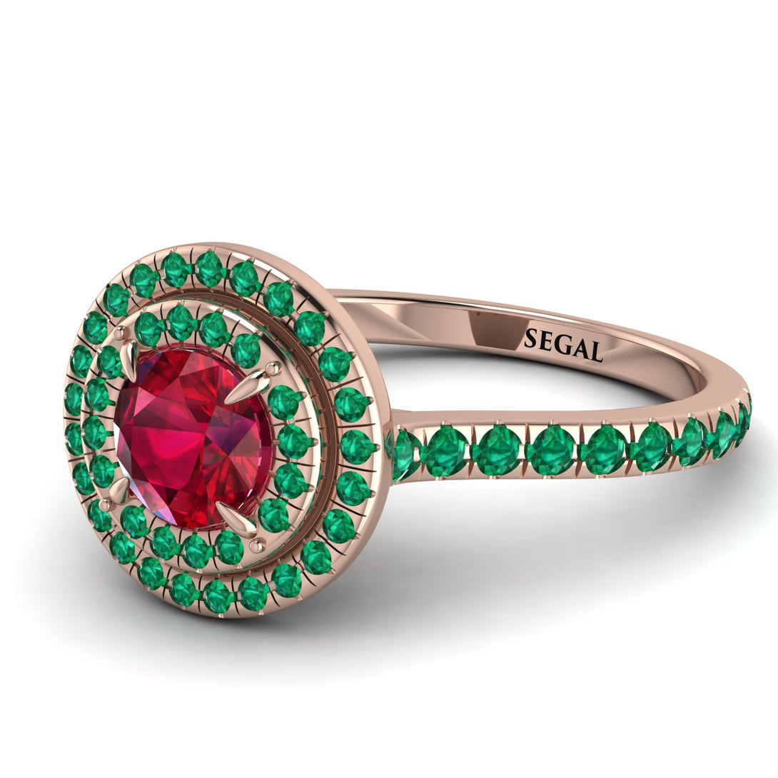 Double Halo Ruby Ring - Zoey No. 26