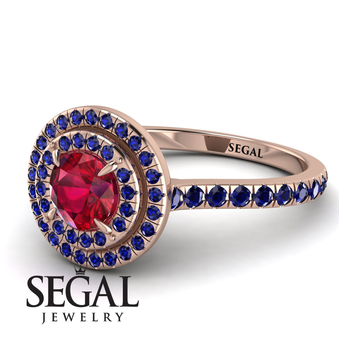 Double Halo Ruby Ring - Zoey No. 71