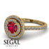 Double Halo Ruby Ring - Zoey No. 10