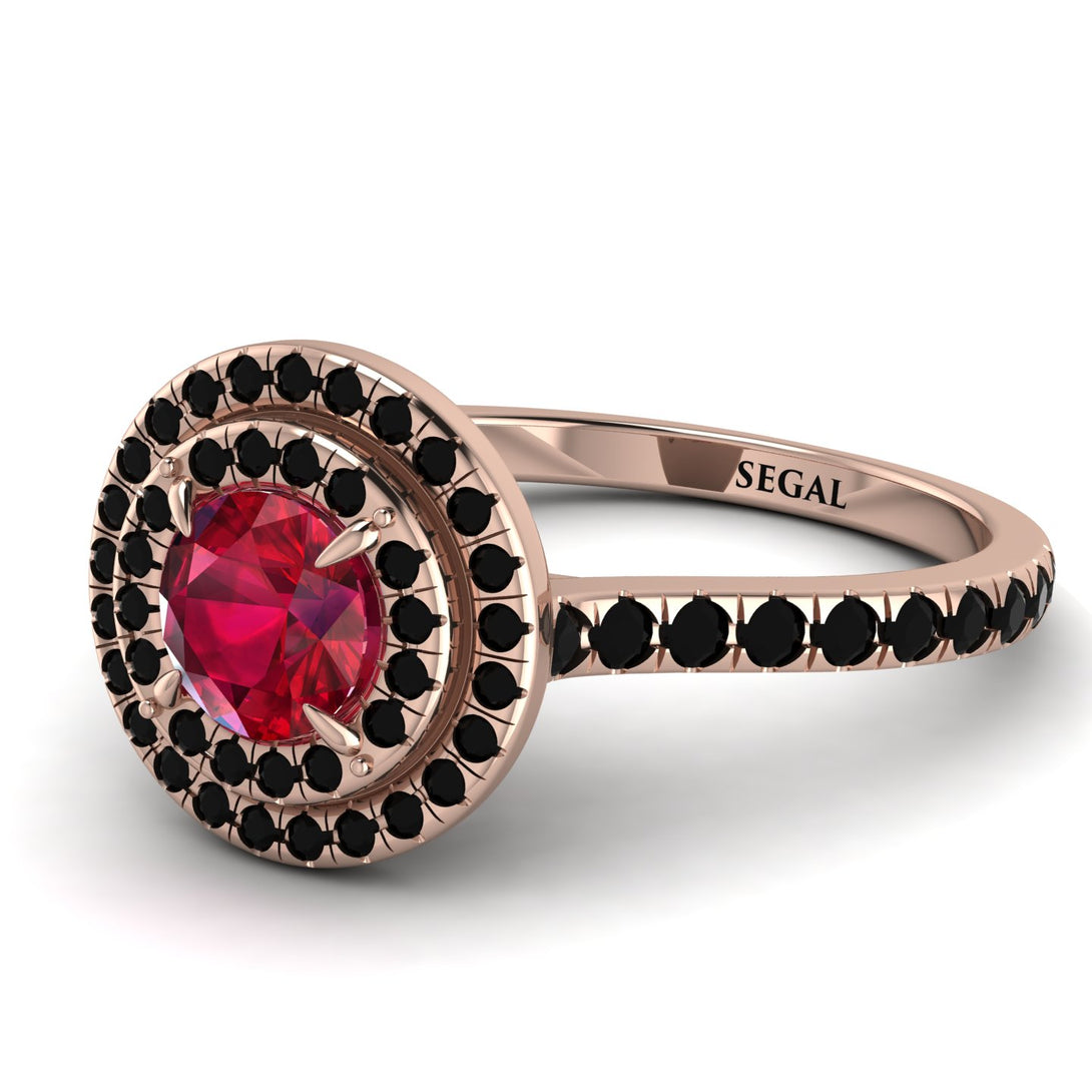 Double Halo Ruby Ring - Zoey No. 41