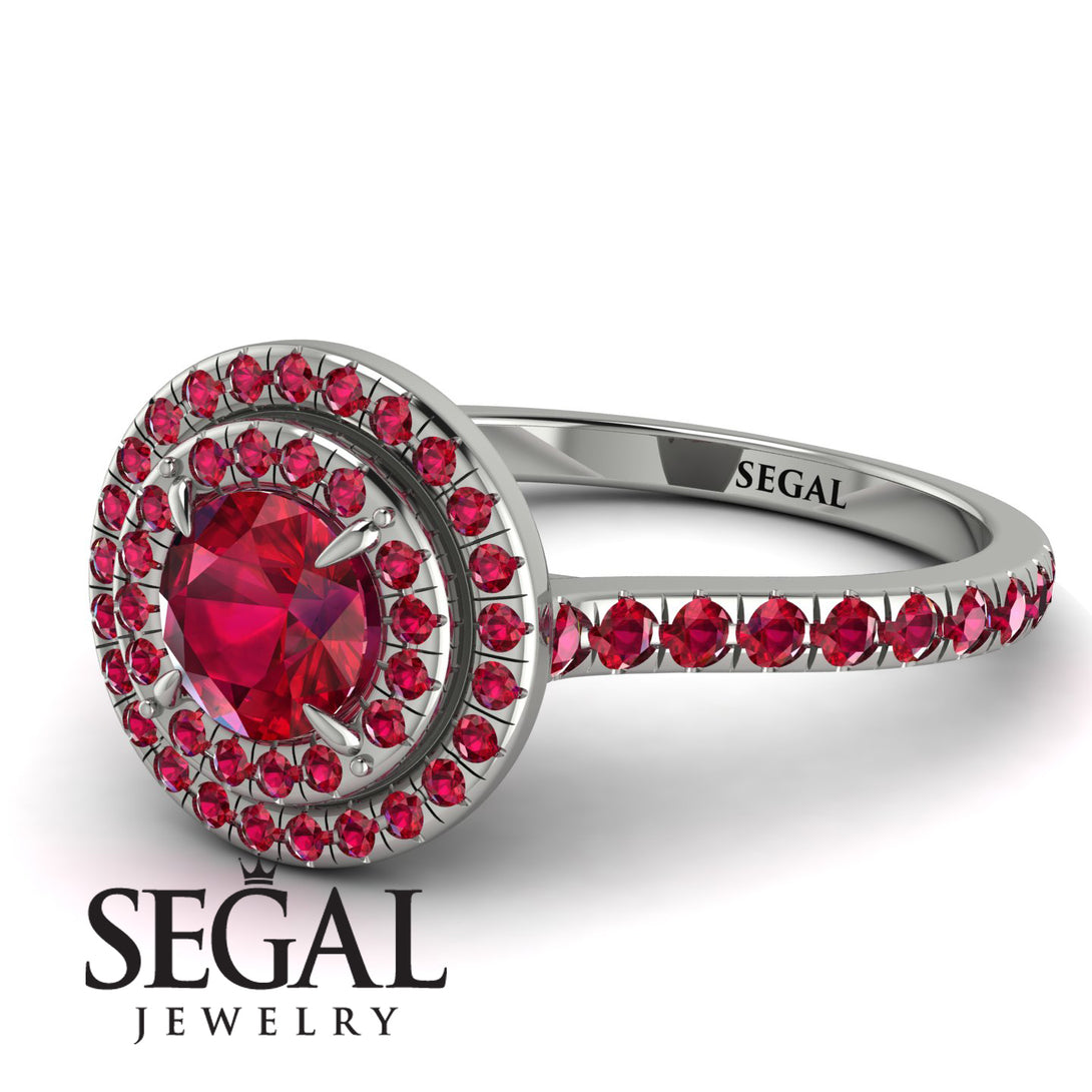 Double Halo Ruby Ring - Zoey No. 57