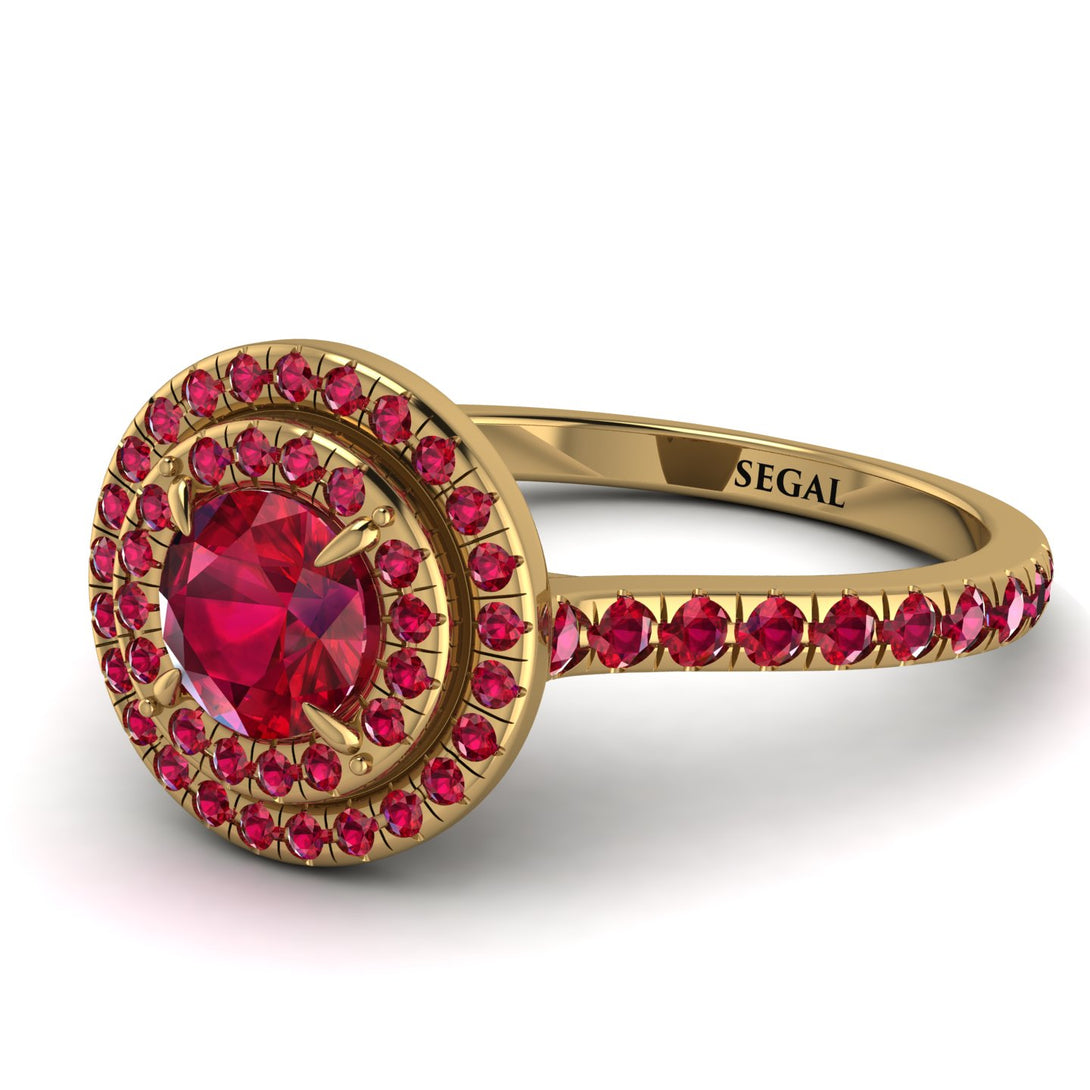 Double Halo Ruby Ring - Zoey No. 55