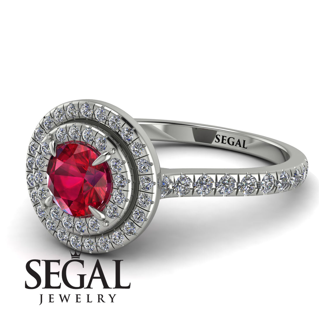 Double Halo Ruby Ring - Zoey No. 12