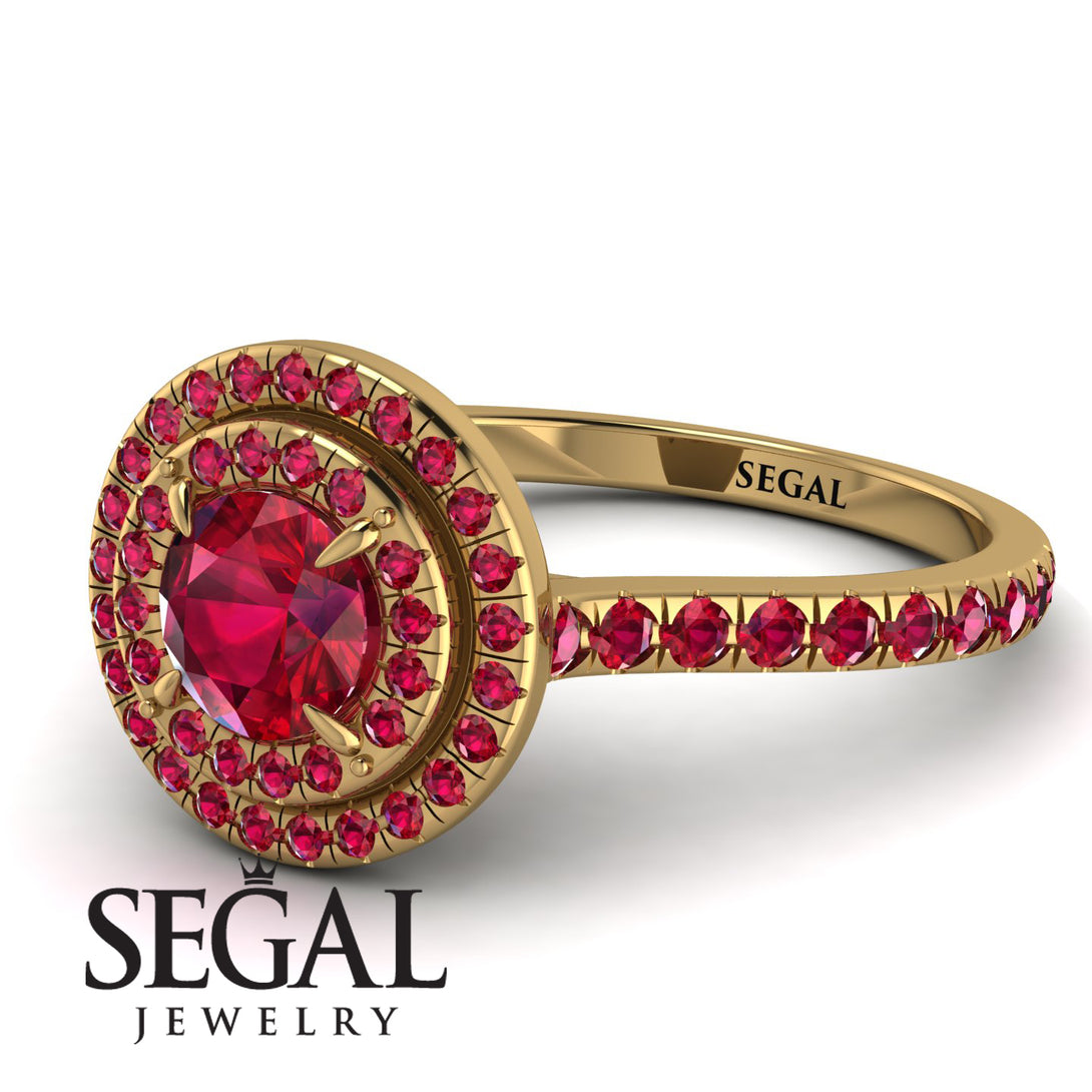Double Halo Ruby Ring - Zoey No. 55