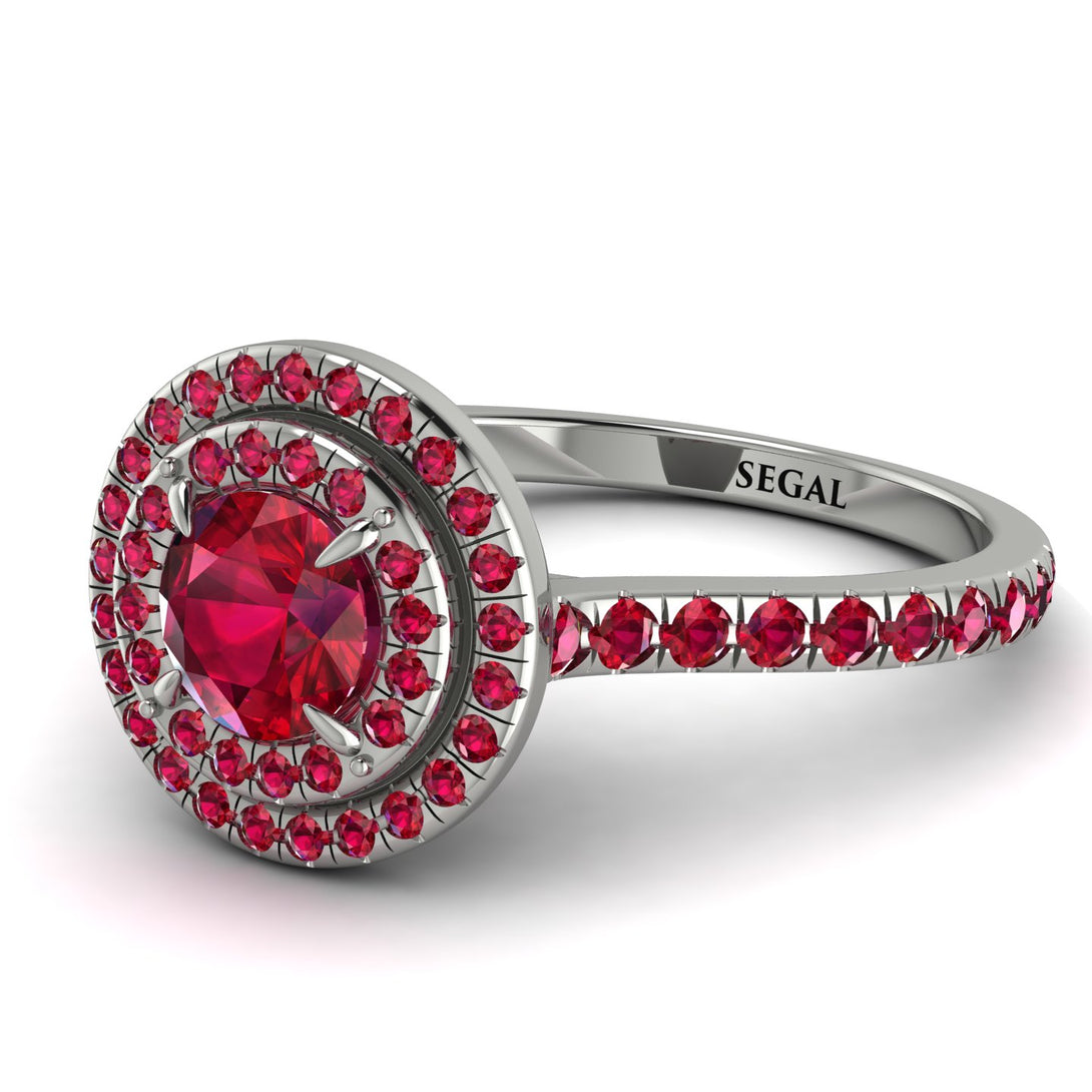 Double Halo Ruby Ring - Zoey No. 57