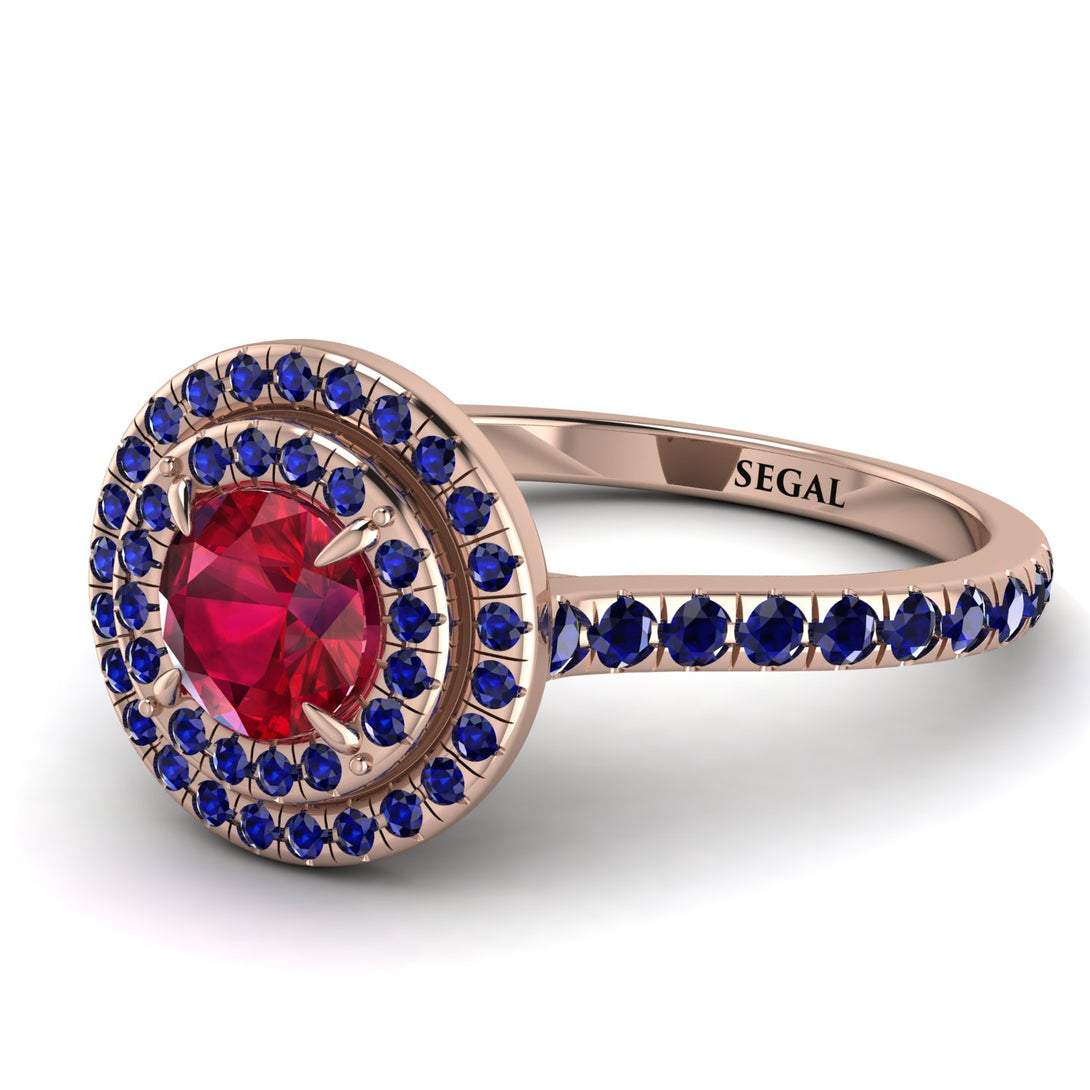 Double Halo Ruby Ring - Zoey No. 71
