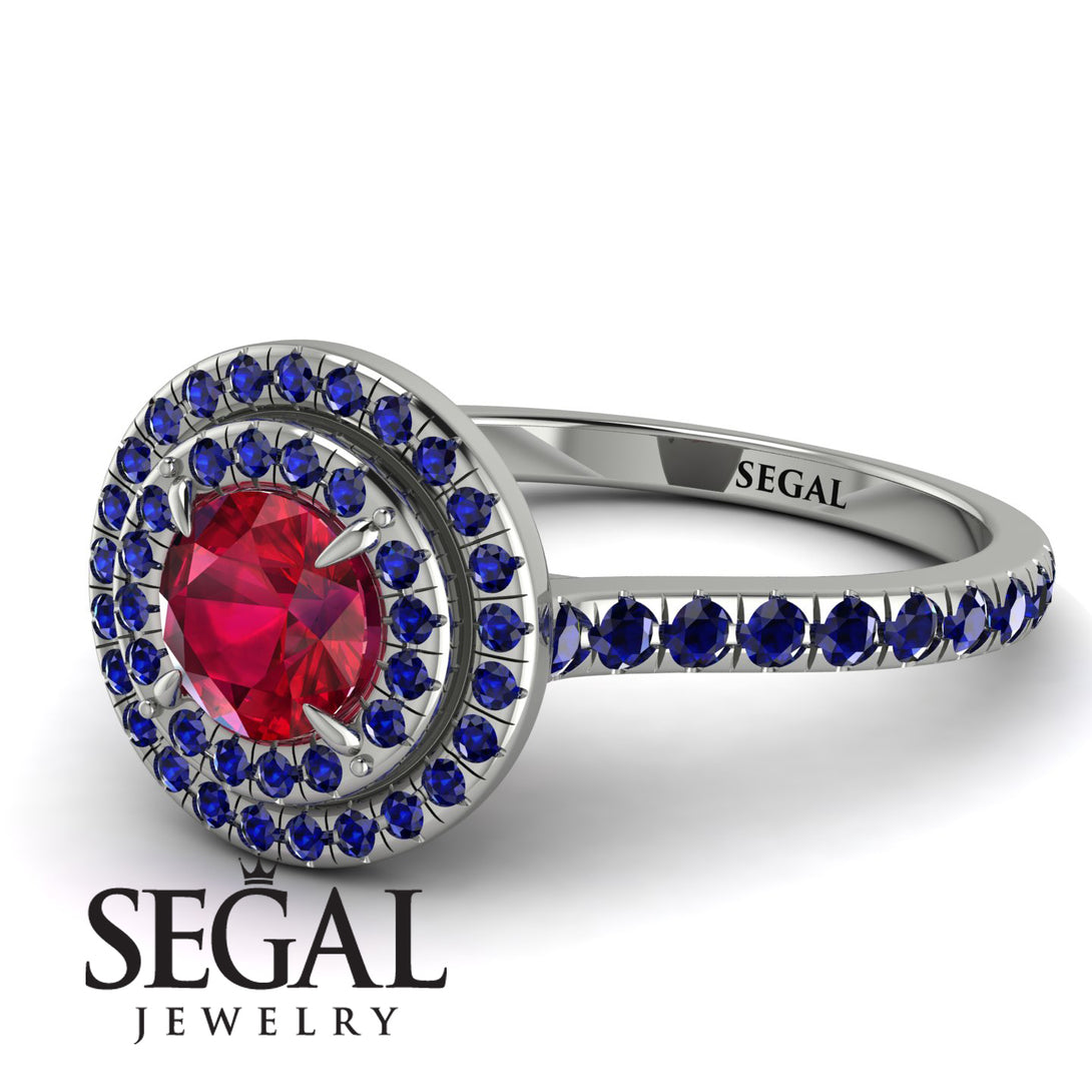 Double Halo Ruby Ring - Zoey No. 72