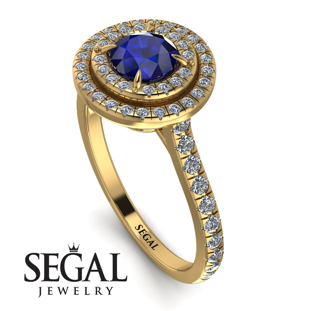 Double Halo Sapphire Ring - Zoey No. 13