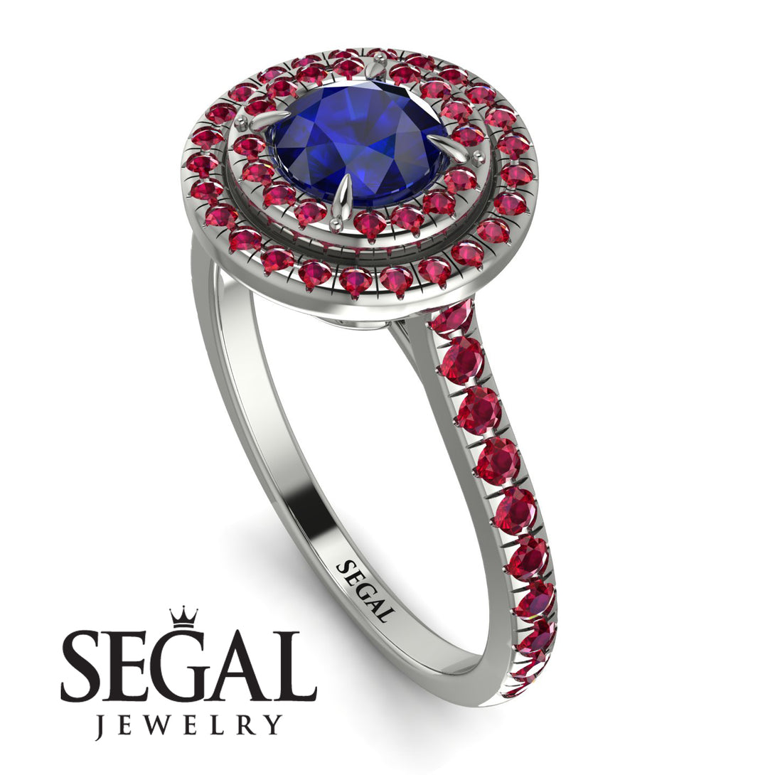 Double Halo Sapphire Ring - Zoey No. 60