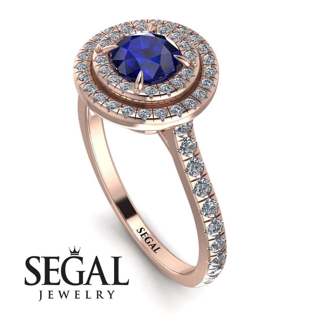 Double Halo Sapphire Ring - Zoey No. 14