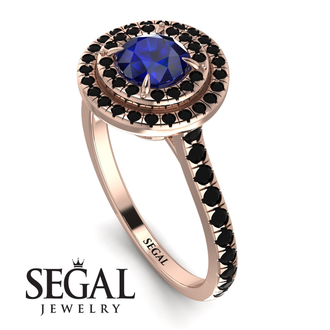 Double Halo Sapphire Ring - Zoey No. 44