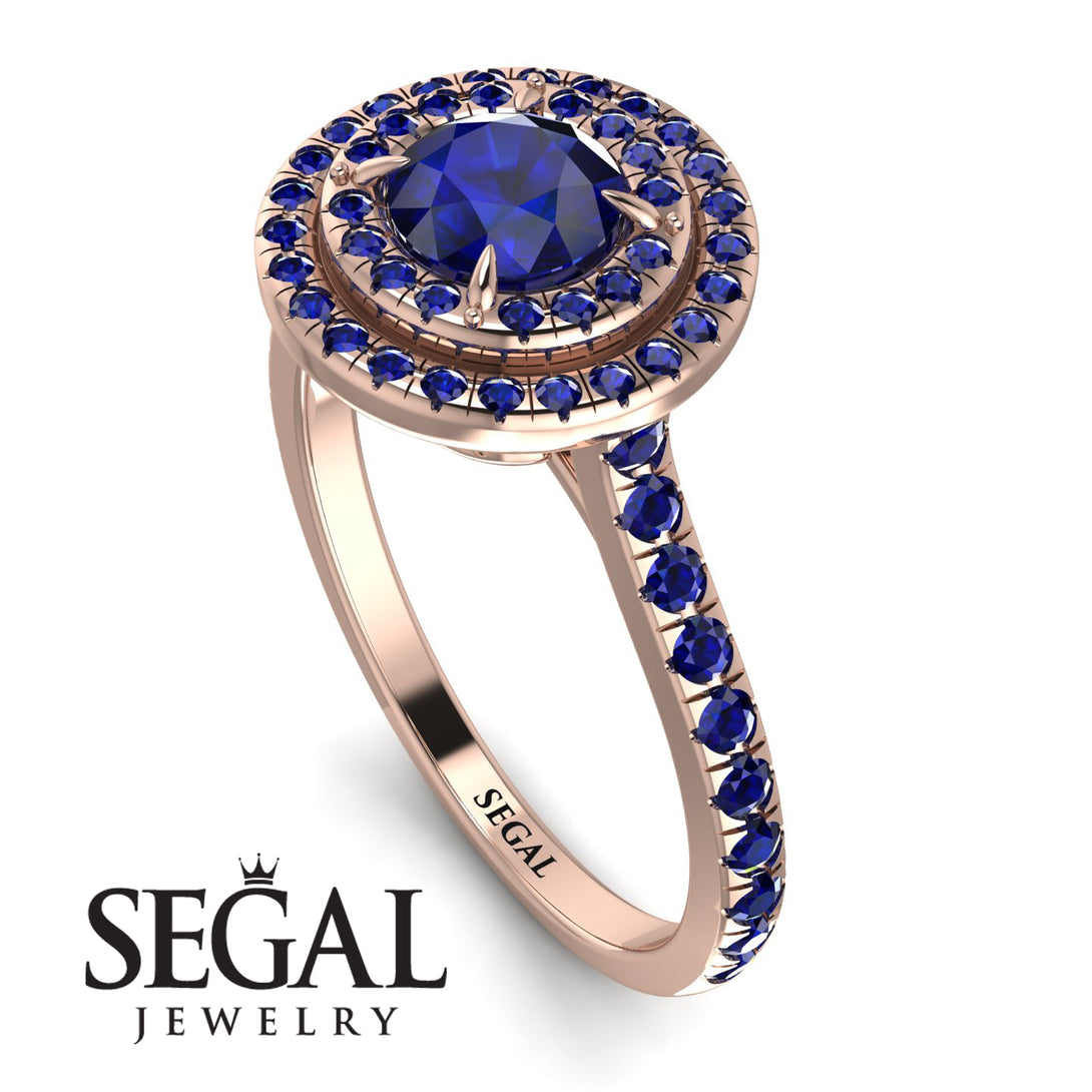 Double Halo Sapphire Ring - Zoey No. 74