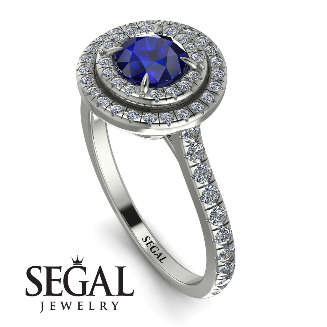 Double Halo Sapphire Ring - Zoey No. 15