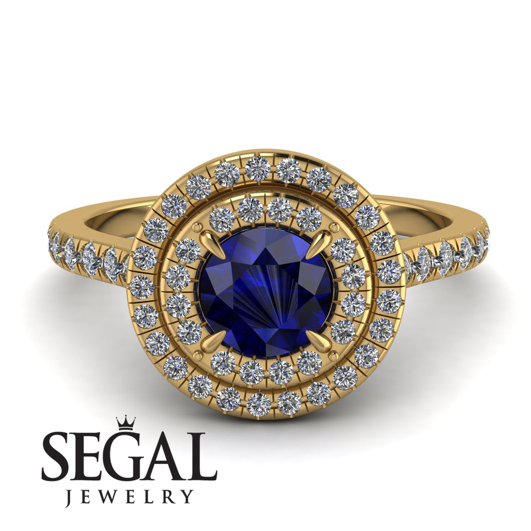 Double Halo Sapphire Ring - Zoey No. 13