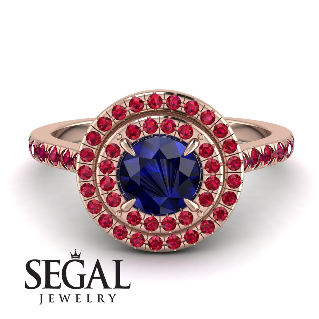 Double Halo Sapphire Ring - Zoey No. 59