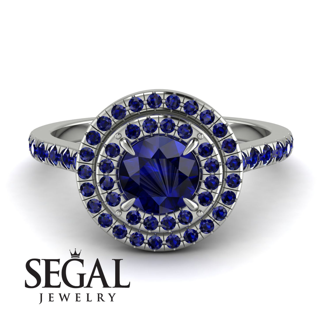 Double Halo Sapphire Ring - Zoey No. 75