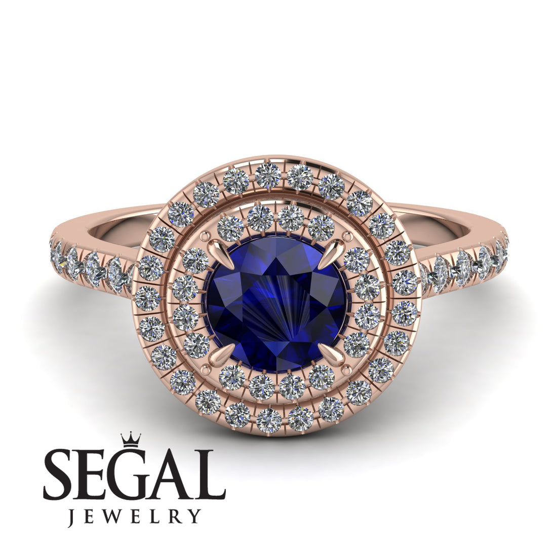 Double Halo Sapphire Ring - Zoey No. 14