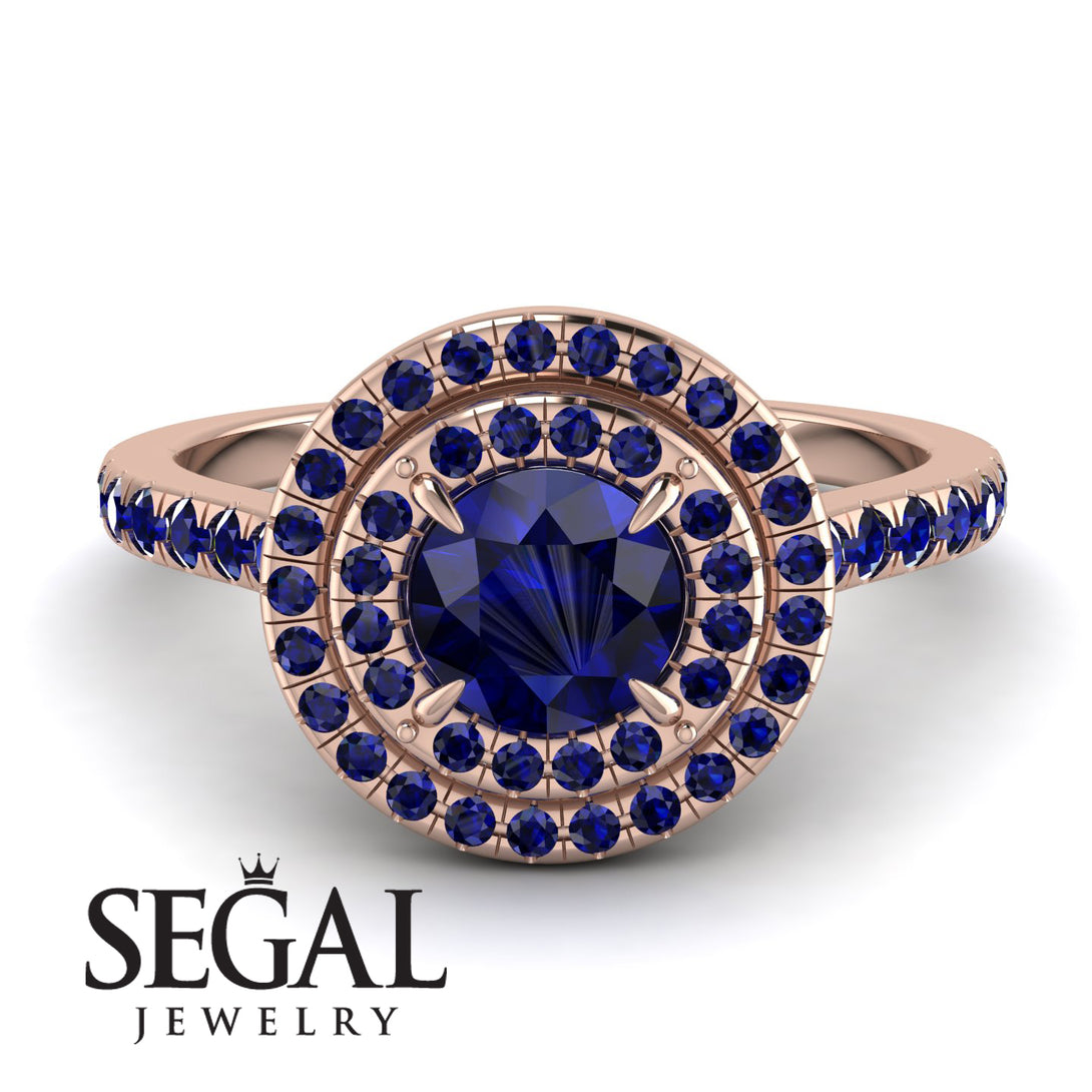 Double Halo Sapphire Ring - Zoey No. 74