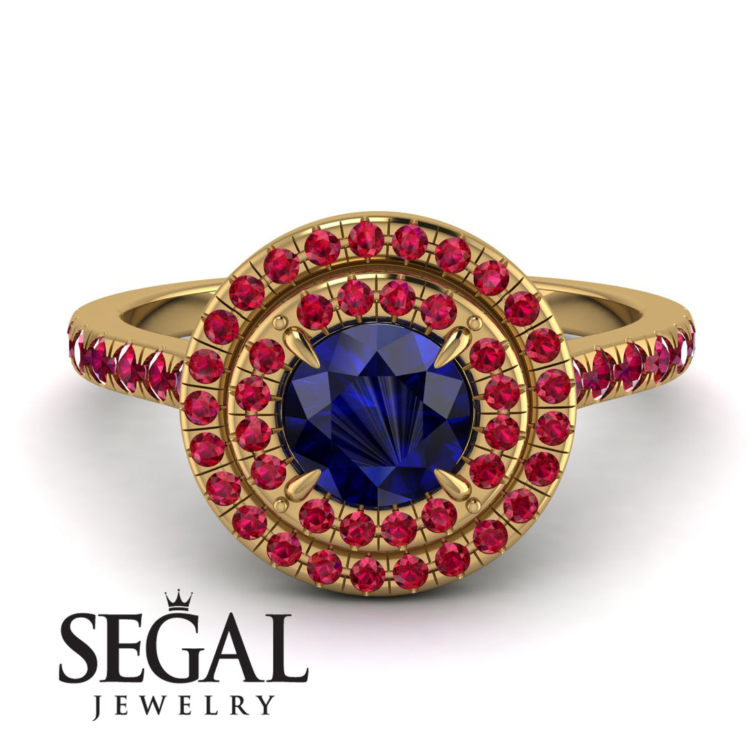 Double Halo Sapphire Ring - Zoey No. 58