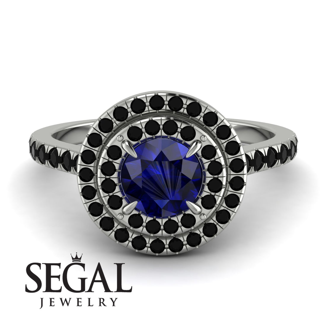 Double Halo Sapphire Ring - Zoey No. 45