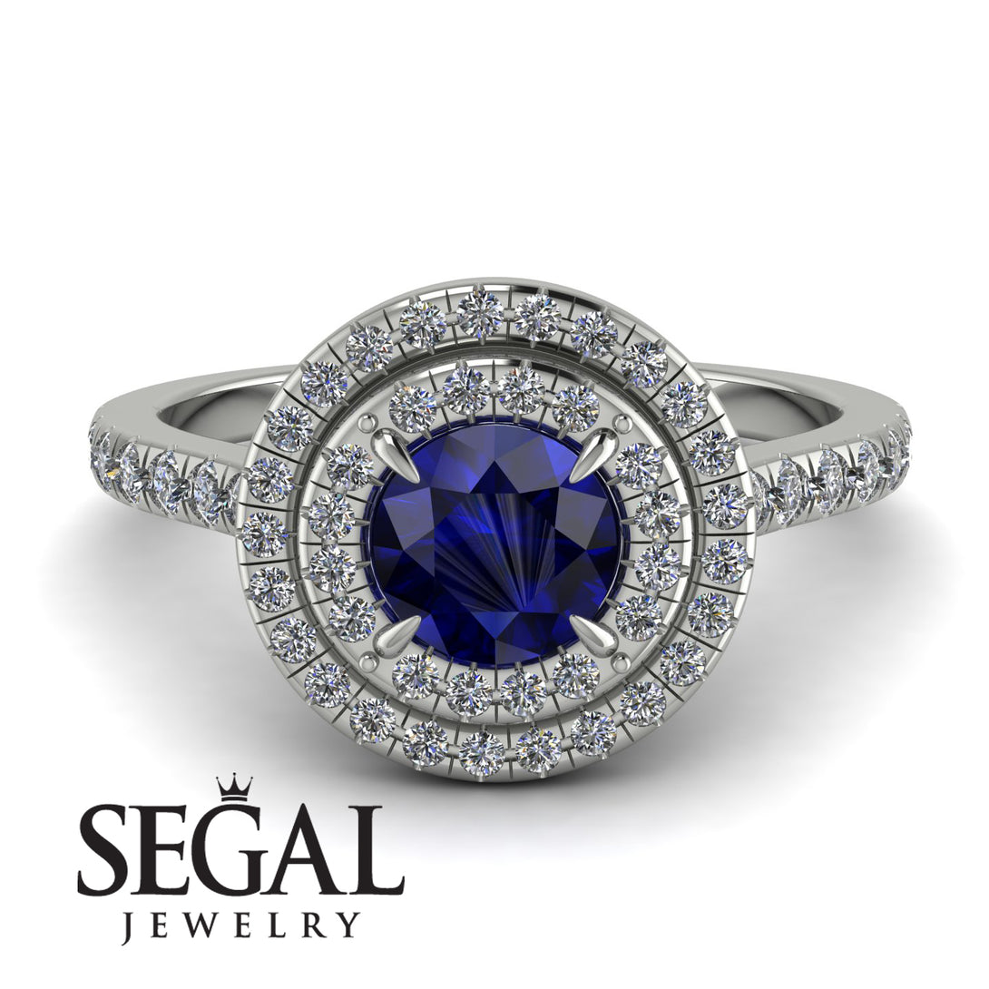 Double Halo Sapphire Ring - Zoey No. 15