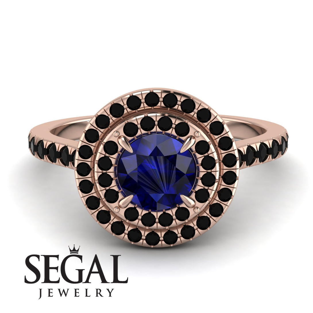 Double Halo Sapphire Ring - Zoey No. 44