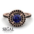 Double Halo Sapphire Ring - Zoey No. 44