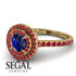Double Halo Sapphire Ring - Zoey No. 58