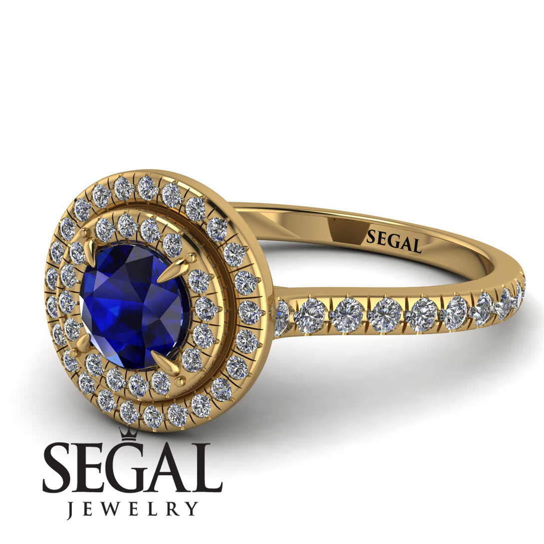 Double Halo Sapphire Ring - Zoey No. 13