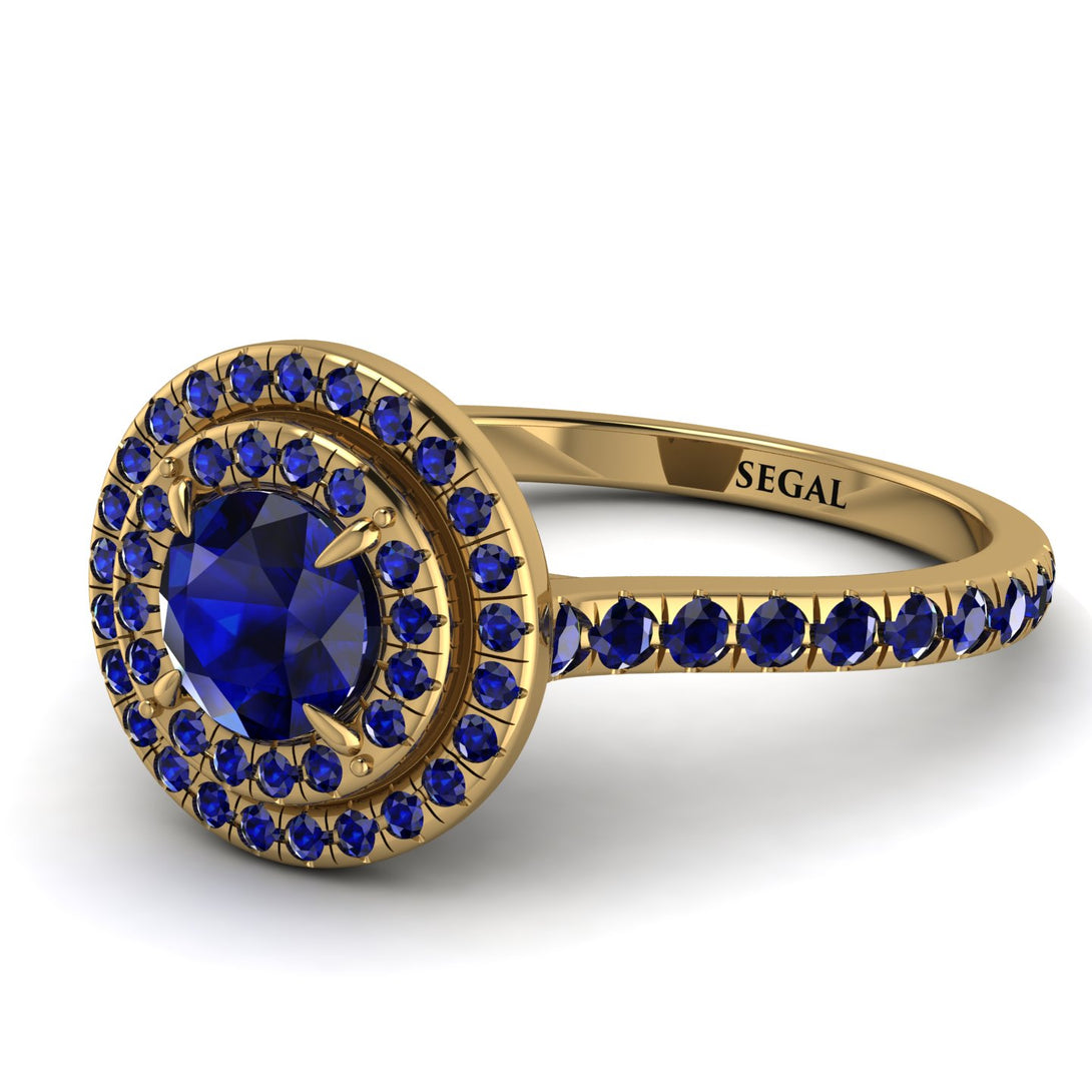 Double Halo Sapphire Ring - Zoey No. 73