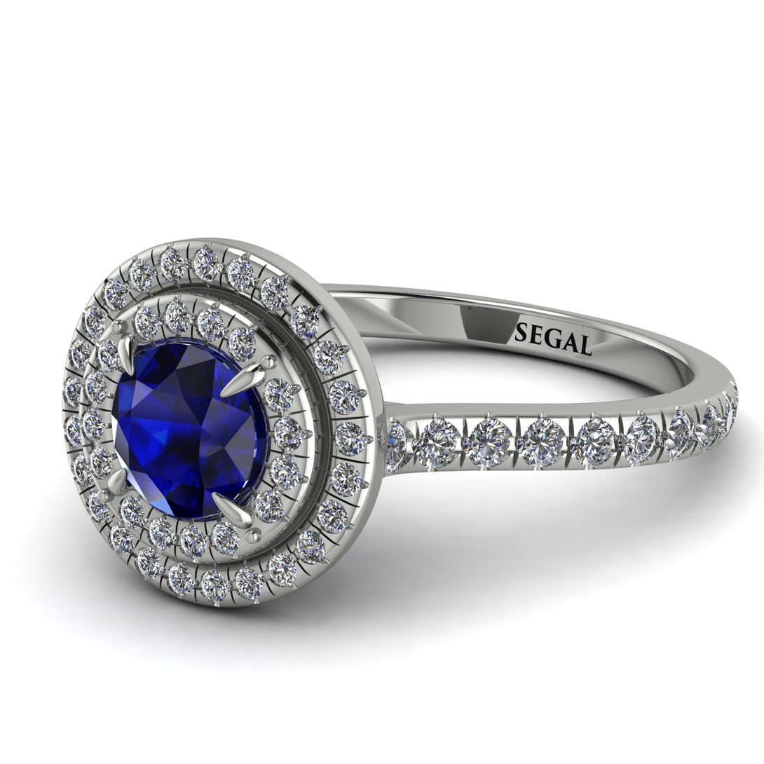Double Halo Sapphire Ring - Zoey No. 15
