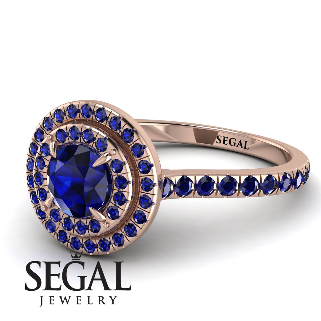 Double Halo Sapphire Ring - Zoey No. 74