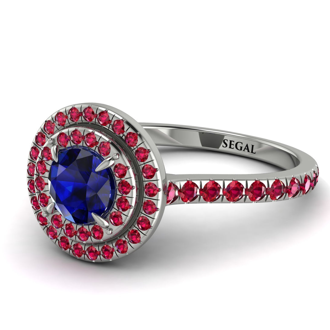 Double Halo Sapphire Ring - Zoey No. 60