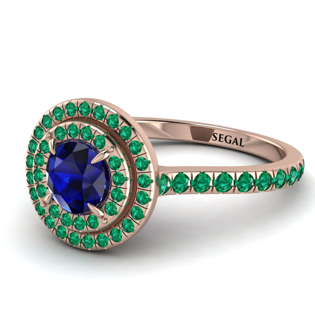 Double Halo Sapphire Ring - Zoey No. 29