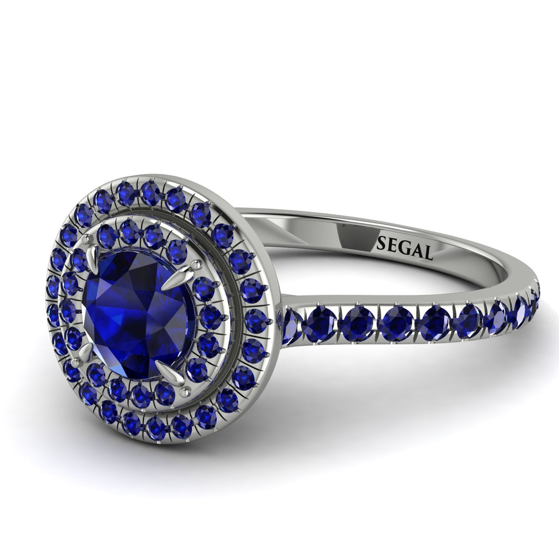 Double Halo Sapphire Ring - Zoey No. 75