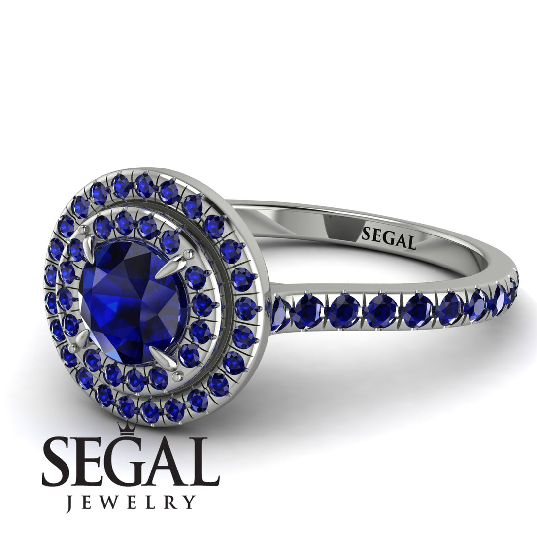 Double Halo Sapphire Ring - Zoey No. 75