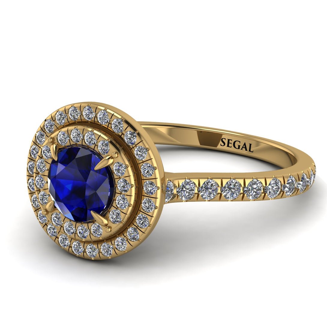 Double Halo Sapphire Ring - Zoey No. 13