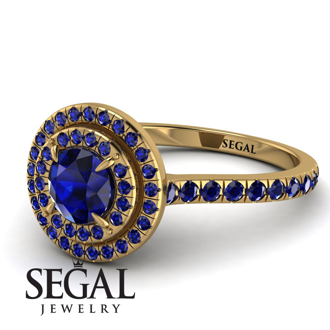 Double Halo Sapphire Ring - Zoey No. 73
