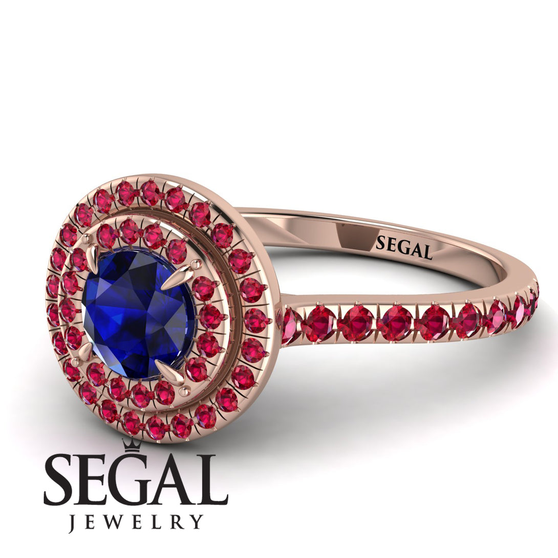 Double Halo Sapphire Ring - Zoey No. 59