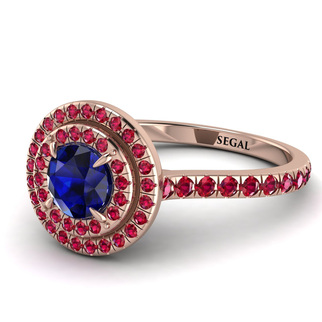 Double Halo Sapphire Ring - Zoey No. 59